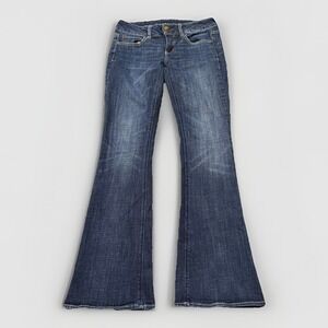 American Eagle Jeans Womens 4 Dark Blue Denim Low Rise Artist Flare Stretch Flex